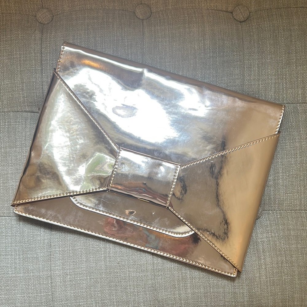 Banana Republic Chic Gold Metallic Envelope Clutch Bag NWT